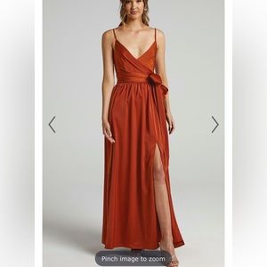 Showpo REVOLVE AROUND ME DRESS IN COPPER